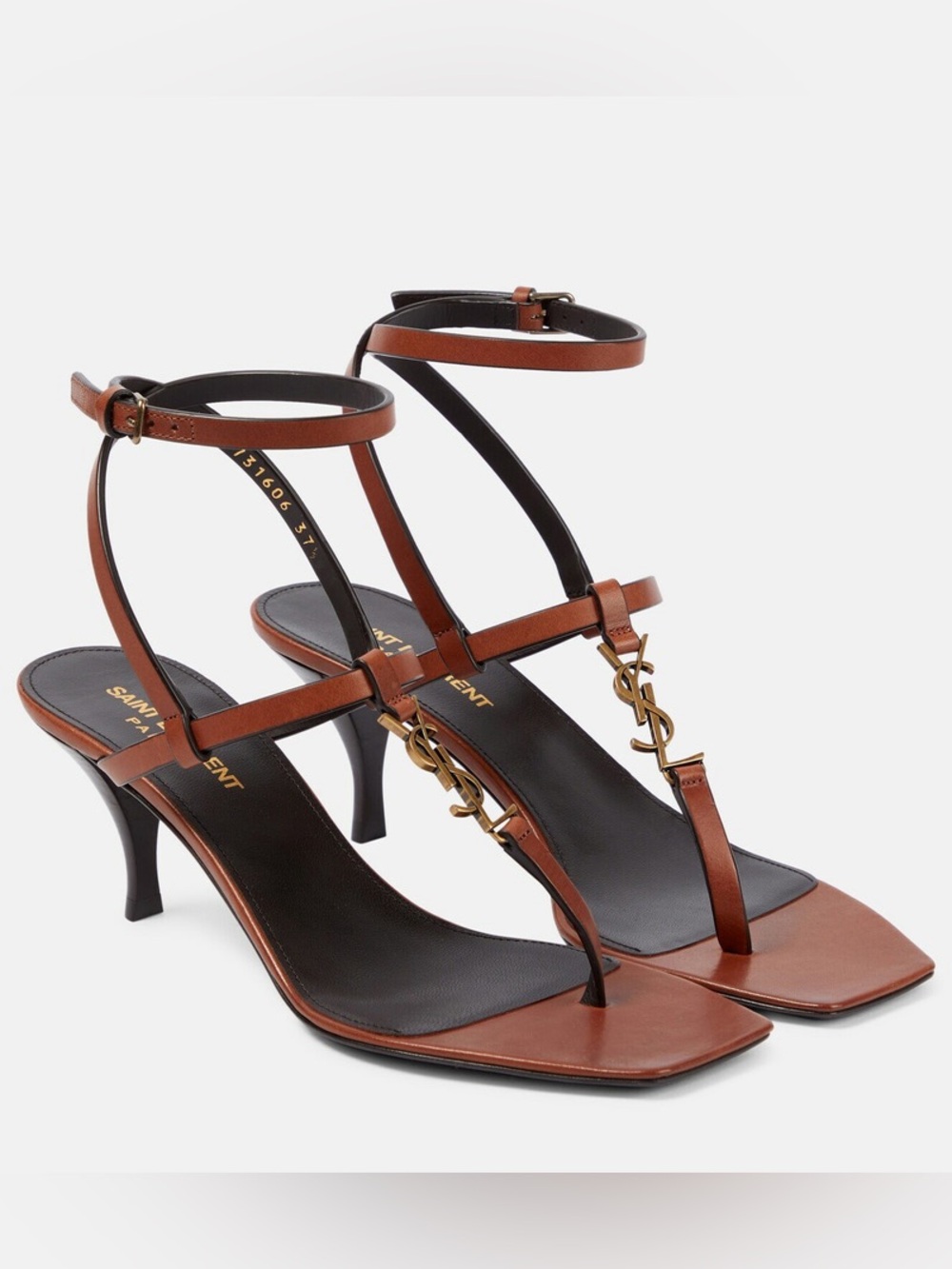 Saint Laurent YSL Calfskin Cassandra Sandals Size 38